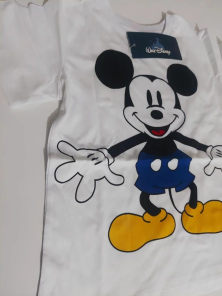 MODAVALS MICKEY NAKIŞLI LAZER KESİ DETAYLI ERKEK ÇOCUK KOT ŞORTLU TAKIM - MAVİ - 4