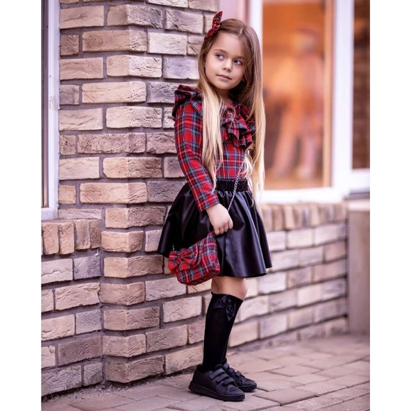 MODAVALS EKOSE KARDEŞ KOMBİN 5 PARÇA KIZ ÇOCUK TAKIM - KIRMIZI - 4