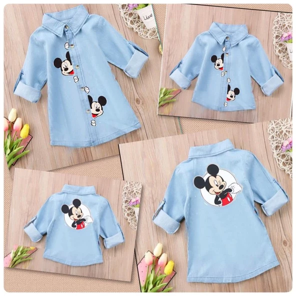 MODAVALS ANNE OĞUL MICKEY BASKILI TUNİK KOT GÖMLEK - 7