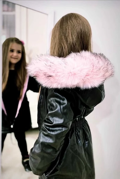 MODAVALS KIZ ÇOCUK İTHAL KÜRKLÜ WELSOFT DERİ KABAN - 5