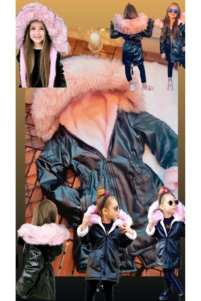 MODAVALS KIZ ÇOCUK İTHAL KÜRKLÜ WELSOFT DERİ KABAN - 8