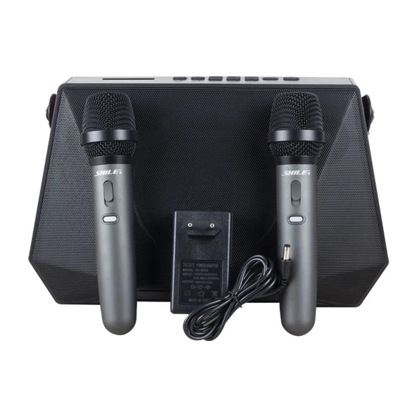 Shile SL-3A İki El Mikrofonlu Kumandalı USB/SD/BT Portatif Hoparlör - 4