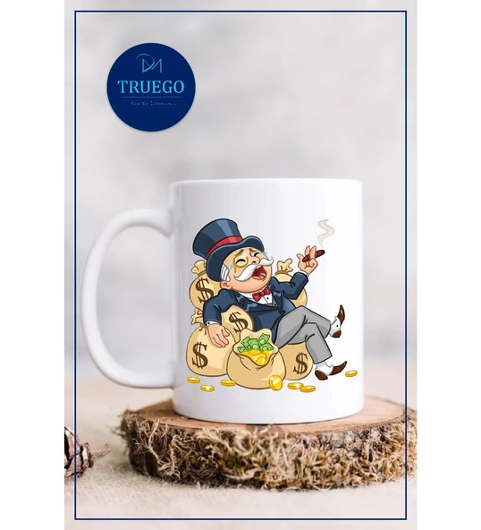 Baskılı Kupa Bardak Seramik Mug - Zengin Yaşlı Adam - 2