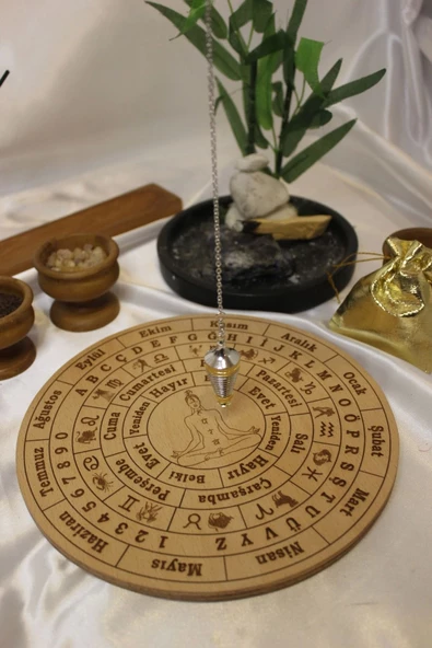 Pandül Sarkaç Tahtası Türkçe Ahşap Doğal Taş Pandül Pirinç Pandül - 3