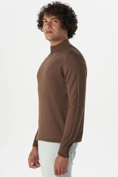 Hipatu Süvari Yarım Balıkçı Yaka Regular Kalıp Düz Triko - 5