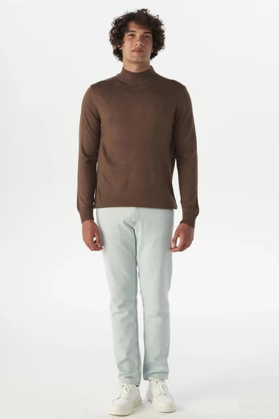 Hipatu Süvari Yarım Balıkçı Yaka Regular Kalıp Düz Triko - 4