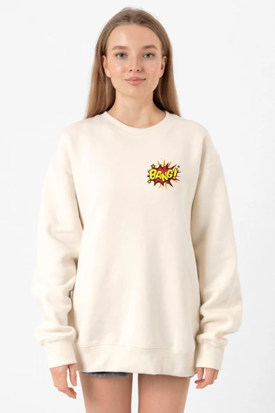 Big Bang Theory Bang Logo Ekru Kadın 2ip Sweatshirt ürün görseli 1