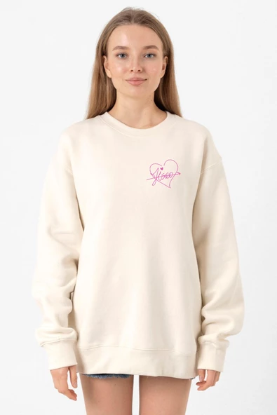 Blackpink Jisoo Signature Ekru Kadın 2ip Sweatshirt ürün görseli