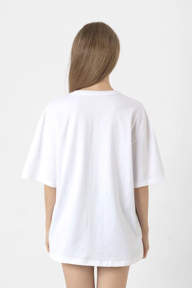 Dark Tannhaus Logo Beyaz Kadın Oversize Tshirt - 4