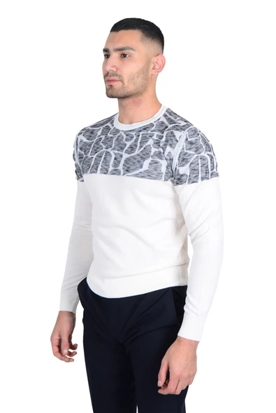 Cengiz İnler Bisiklet Yaka Desenli Yünlü Erkek Triko Kazak - 6