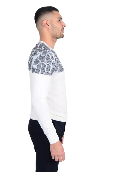 Cengiz İnler Bisiklet Yaka Desenli Yünlü Erkek Triko Kazak - 2