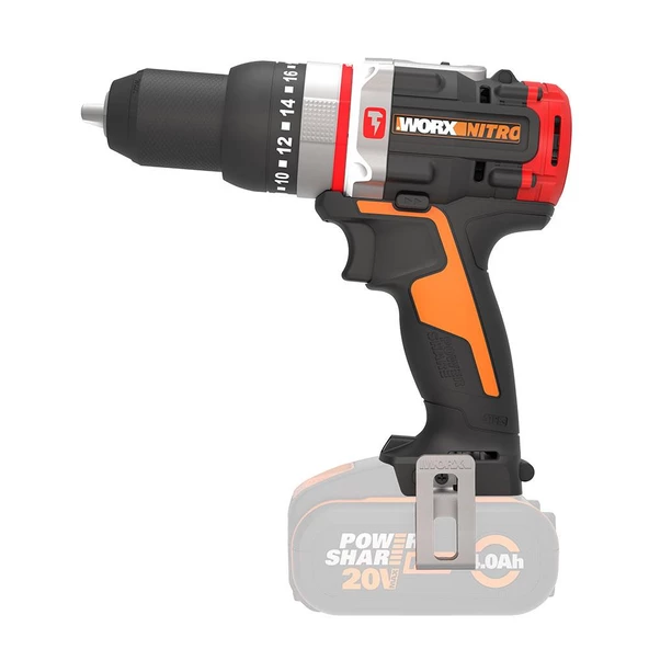 Worx Wx354.9 20Volt Kömürsüz Profesyonel Darbeli Şarjlı Matkap (Akü Dahil Değildir)