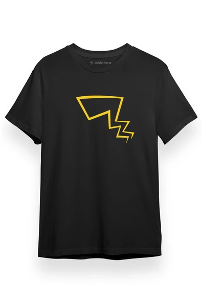 Pokemon Pikachu Tail Siyah Kısa kol Erkek Tshirt