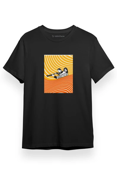 Citadel Yellow Red Lines Siyah Kısa kol Erkek Tshirt