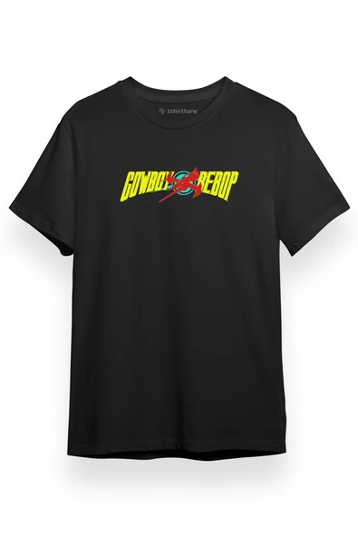 Cowboy Bebop Letter Logo Siyah Kısa kol Erkek Tshirt