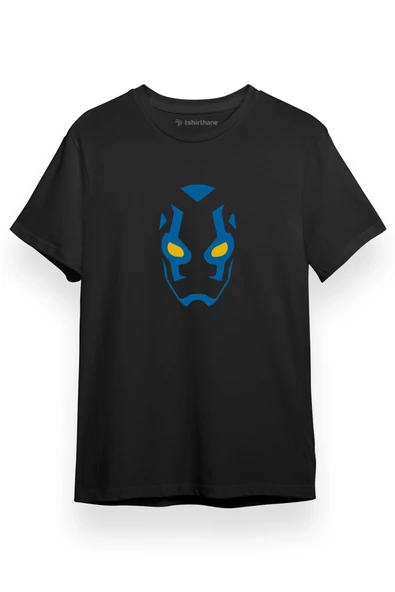 Blue Beetle Mask Siyah Kısa kol Erkek Tshirt ürün görseli