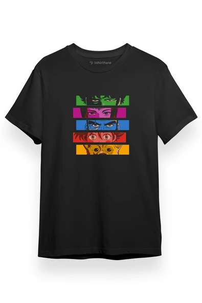 Cowboy Bebop Vintage Heads Siyah Kısa kol Erkek Tshirt ürün görseli