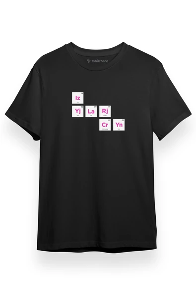 ITZY Periodic Table Siyah Kısa kol Erkek Tshirt