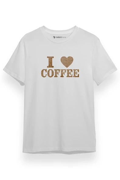 I Love Coffee Icon Beyaz Kısa kol Erkek Tshirt