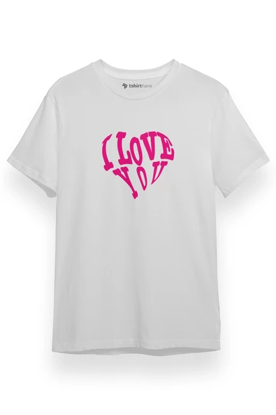 I Love You Icon Beyaz Kısa kol Erkek Tshirt