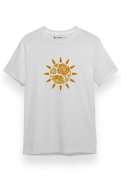 Decorative Floral Sun Beyaz Kısa kol Erkek Tshirt ürün görseli