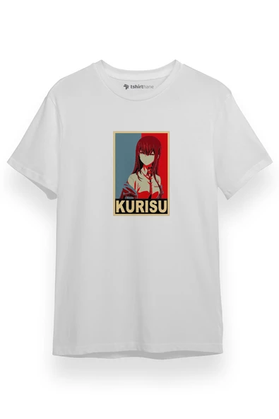 Steins Gate Kurisu Makise Poster Beyaz Kısa kol Erkek Tshirt ürün görseli