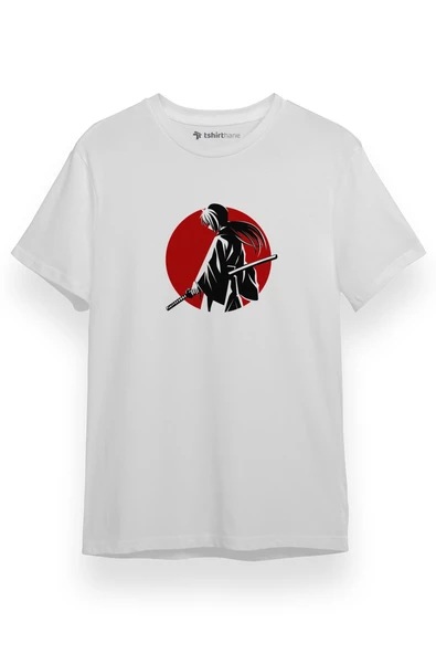 Rurouni Kenshin Samurai Logo Minimal Beyaz Kısa kol Erkek Tshirt ürün görseli