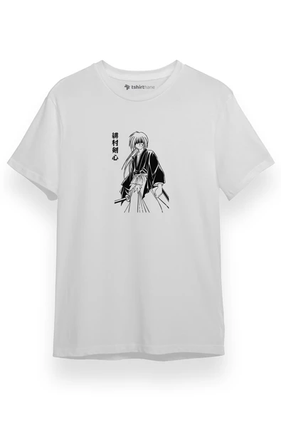 Rurouni Kenshin Poster Japan Beyaz Kısa kol Erkek Tshirt