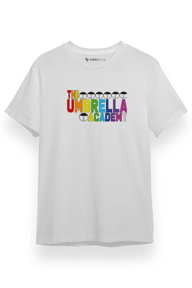 The Umbrella Academy Rainbow Logo Beyaz Kısa kol Erkek Tshirt