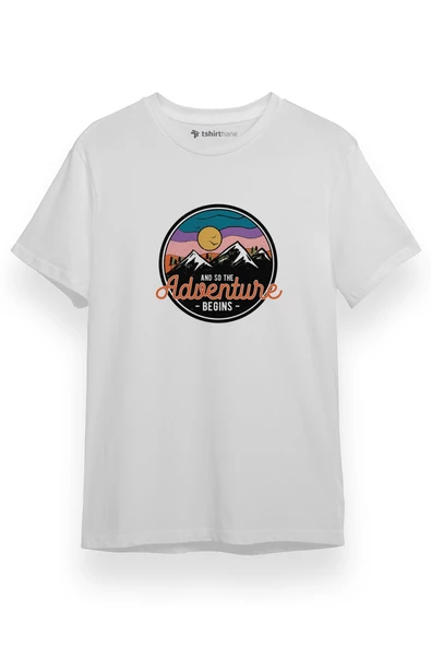 And So The Adventure Begins Beyaz Kısa kol Erkek Tshirt