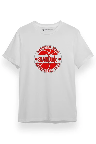 Slam Dunk Sohohoku High Basketball Club Logo Beyaz Kısa kol Erkek Tshirt