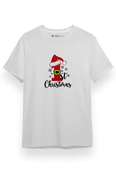 1st Christmas Beyaz Kısa kol Erkek Tshirt ürün görseli