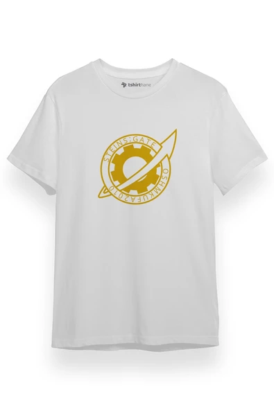 Steins Gate Future Gadget Laboratory Badge Beyaz Kısa kol Erkek Tshirt ürün görseli