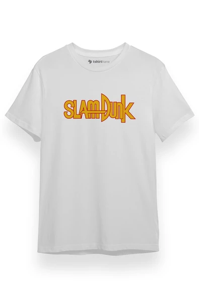 Slam Dunk Letter Logo Beyaz Kısa kol Erkek Tshirt