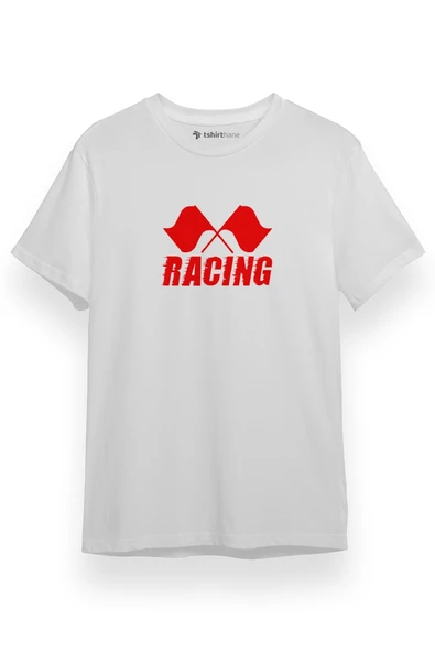 Racing Flag Beyaz Kısa kol Erkek Tshirt ürün görseli