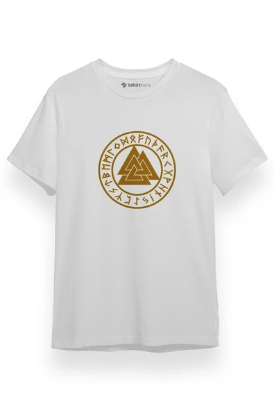 Vikings Valknur Runes Beyaz Kısa kol Erkek Tshirt ürün görseli