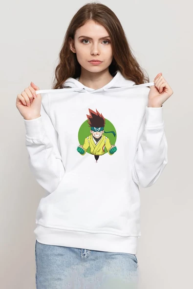 Beyblade Arman Kusaba Beyaz Kadın 3ip Kapşonlu Sweatshirt ürün görseli