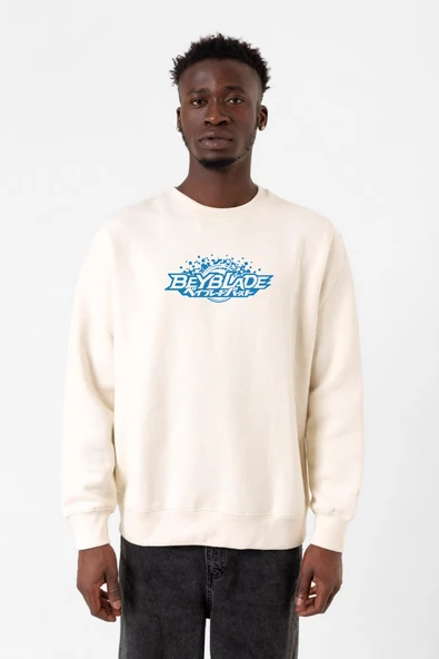 Beyblade Logo Ekru Erkek 2ip Sweatshirt