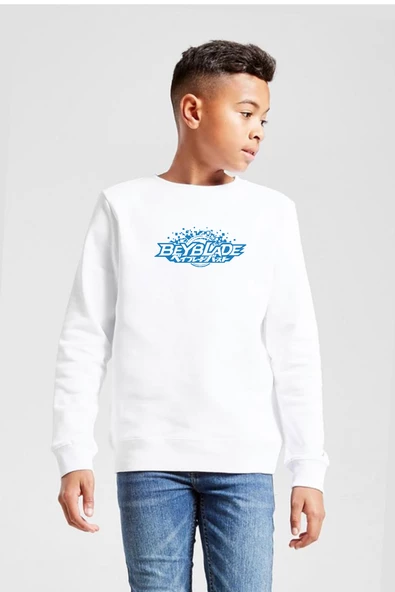 Beyblade Logo Beyaz Çocuk 2ip Sweatshirt ürün görseli