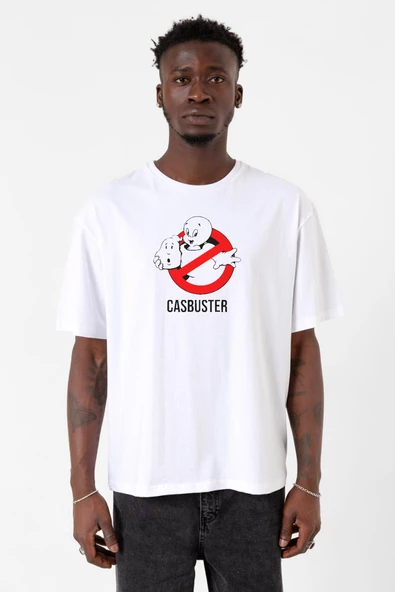 Casper The Friendly Ghost Casbuster Beyaz Erkek Oversize Tshirt ürün görseli