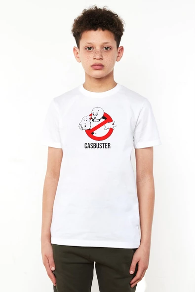Casper The Friendly Ghost Casbuster Beyaz Çocuk Bisikletyaka Tshirt - 1