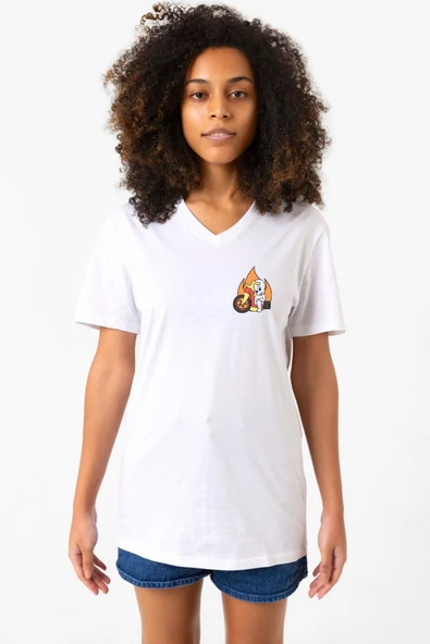 Casper The Friendly Ghost Life Goal Beyaz Kadın V yaka Tshirt