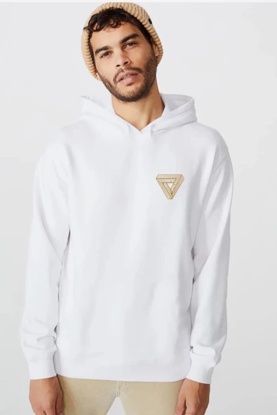 Dark Tannhaus Logo Beyaz Erkek 3ip Kapşonlu  Sweatshirt