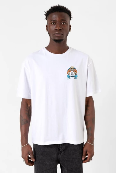Dragon Ball Z Anime Master Roshi Free Hugs Beyaz Erkek Oversize Tshirt