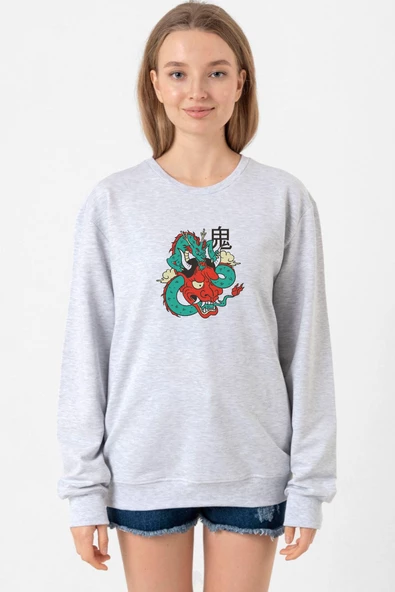 Dragon Samurai Anime Grimelanj Kadın 2ip Sweatshirt ürün görseli