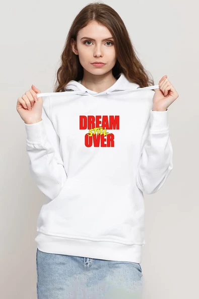 Dream Still Over Beyaz Kadın 3ip Kapşonlu Sweatshirt