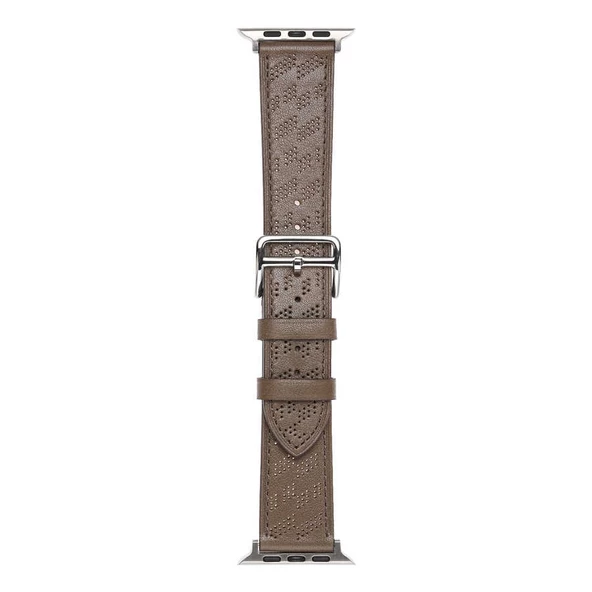 ​​​Apple Watch 7 45mm Metal Tokalı Hermes Deri Kordon Strap Pu Deri Akıllı Saat Kordon Kayış - 4