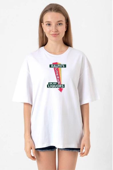 Fargo Ralph's Corner Diner Beyaz Kadın Oversize Tshirt
