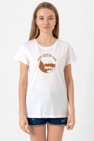 Friday The 13th Camp Crystal Lake Beyaz Kadın Bisikletyaka Tshirt