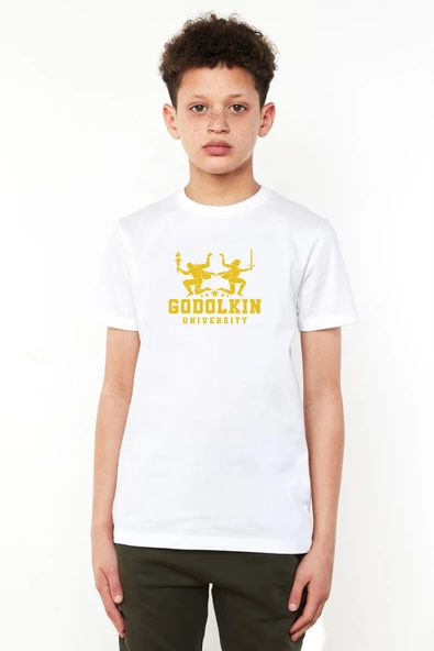 Gen V Godolkin University Logo Beyaz Çocuk Bisikletyaka Tshirt - 1